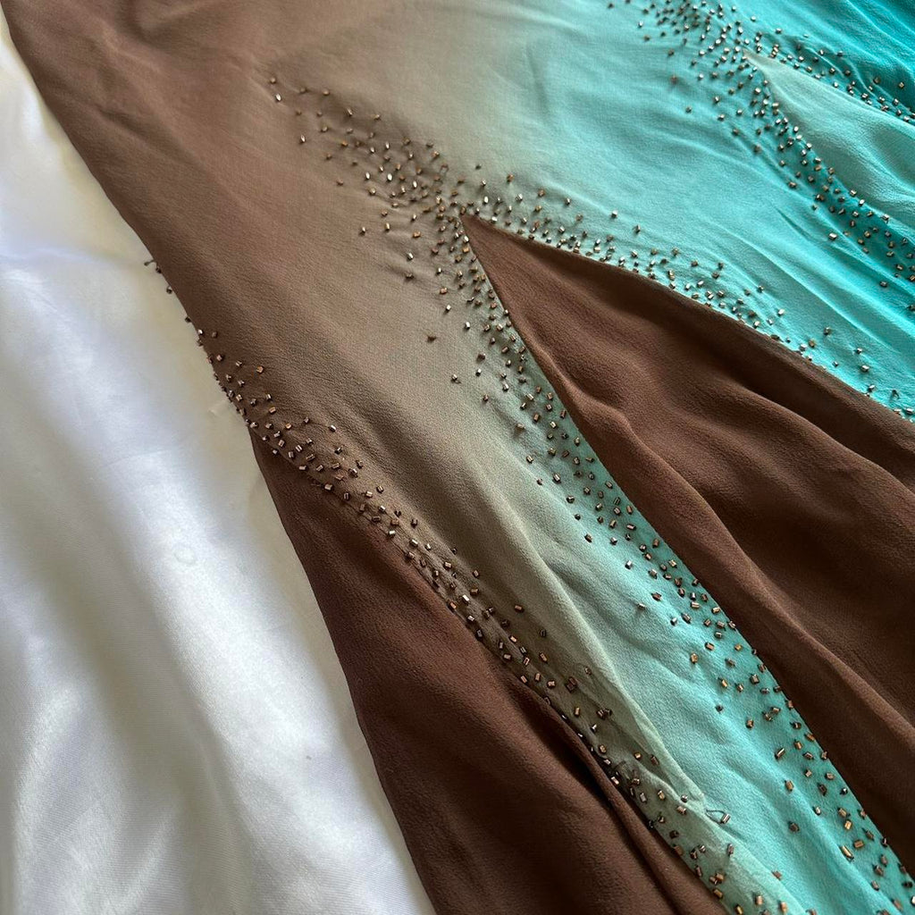 Women's Brown and Blue Dress