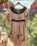 Summer Vacation Ruffle Lace Contrast Color Dress de9a