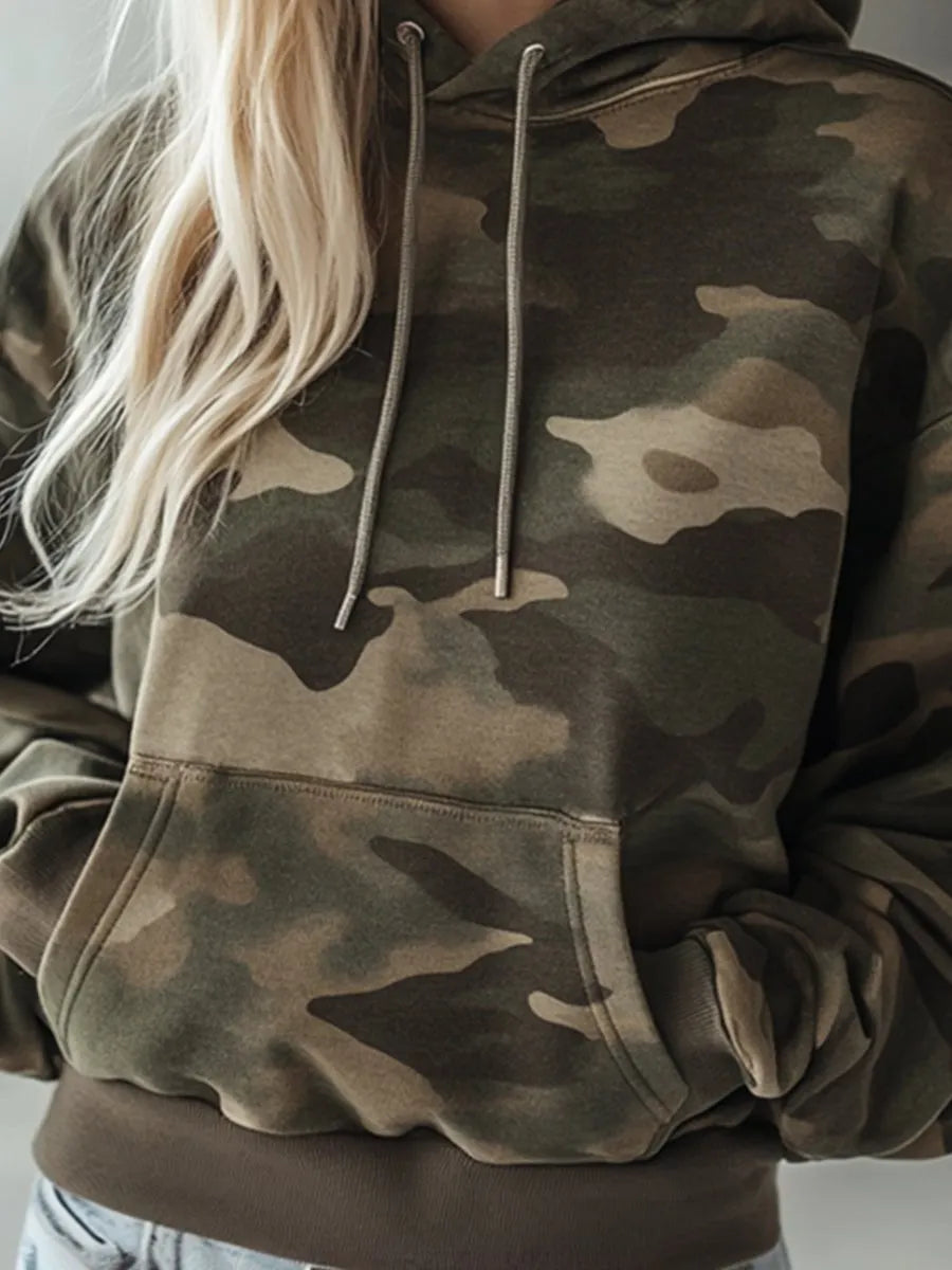 [24-hour shipping out]Vintage Casual Pocket Hooded Camouflage Sweatshirt