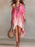 Bohemian Ombre Off-Shoulder Flowing Midi Dress