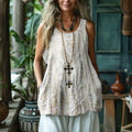 Vintage Lace Art Women's Linen Tank Top