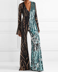 Women's Sequin Panel Two-Tone Jumpsuit