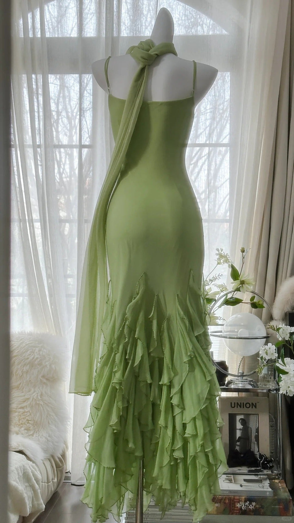 Vintage Evening Dresses, Sleeveless Green Party Gowns  25524