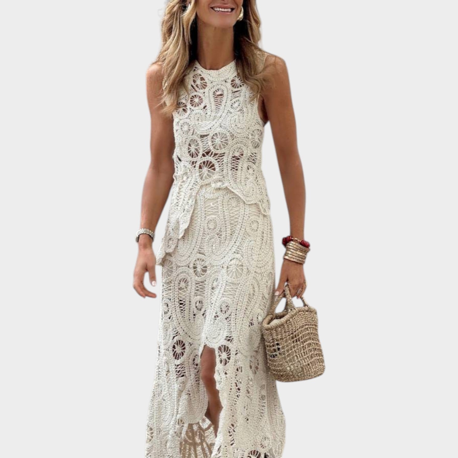 Sleeveless Crochet Maxi Dress