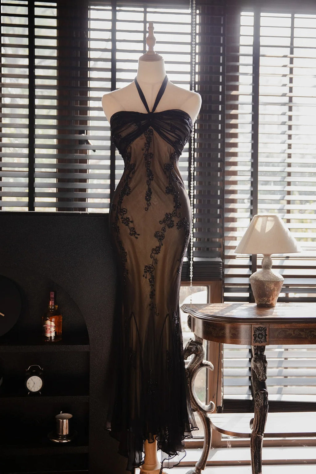 Sexy Halter Vintage Evening Dresses, Sleeveless Long Party Gowns  25506