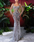 Sexy Long Sleeve Sequin Embroidered Dress - 01