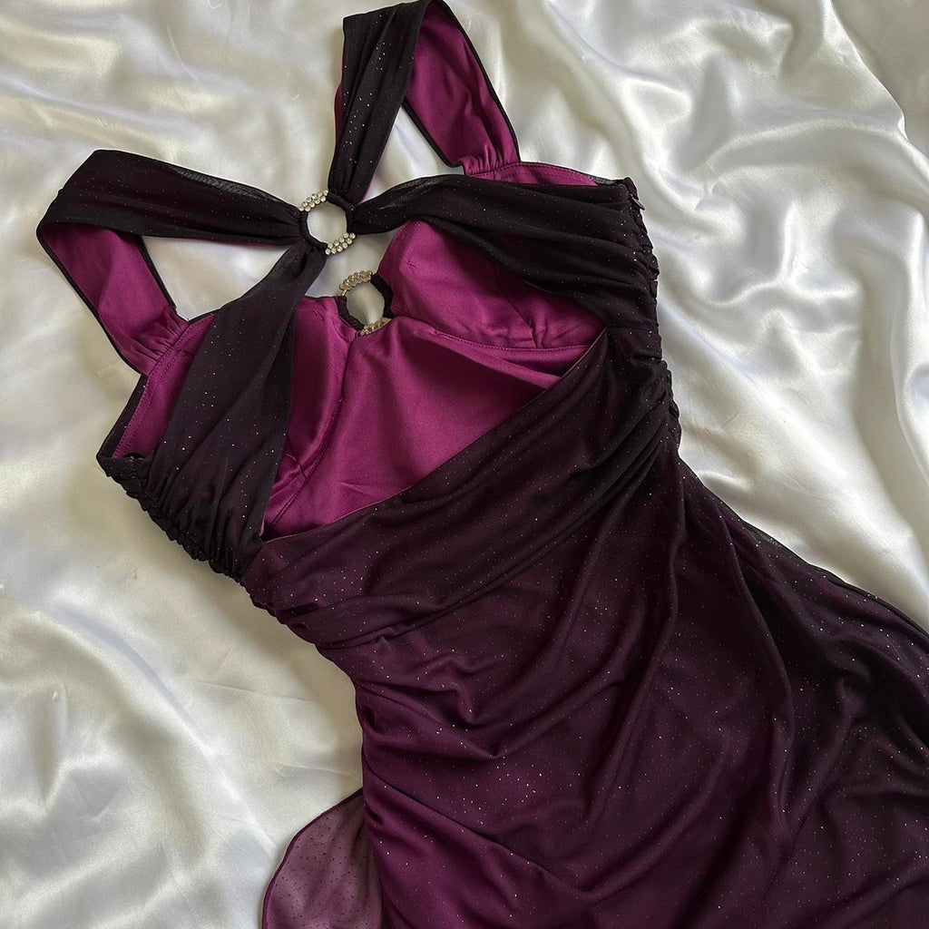 Betsy & Adam Women's Purple and Black Dress