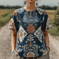 Women's Retro Floral Pattern T-shirt