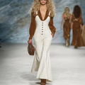 Women's Vintage Elegant White Jumpsuit With Brown Velvet
