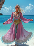 Summer vacation fashion elegant contrast color dress de42